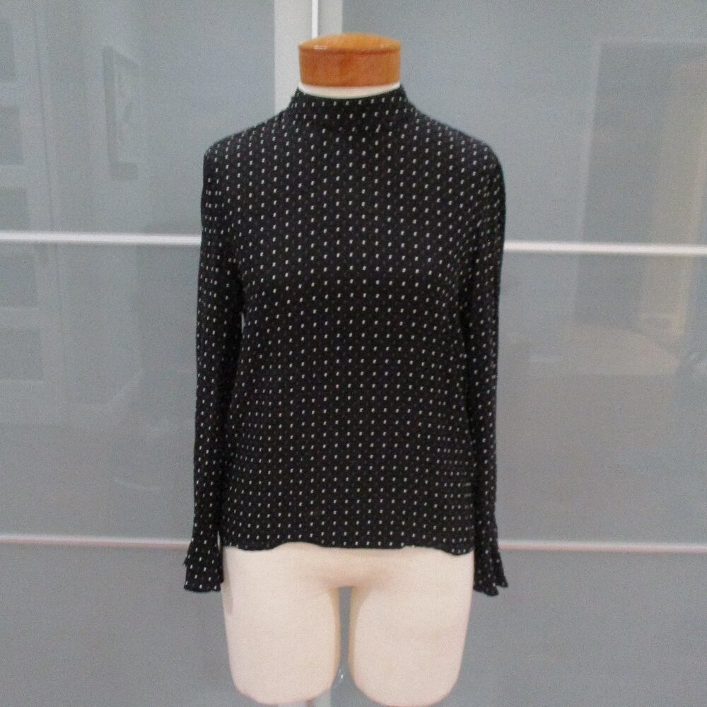 Zara Woman Long Sleeve Mock Neck Blouse